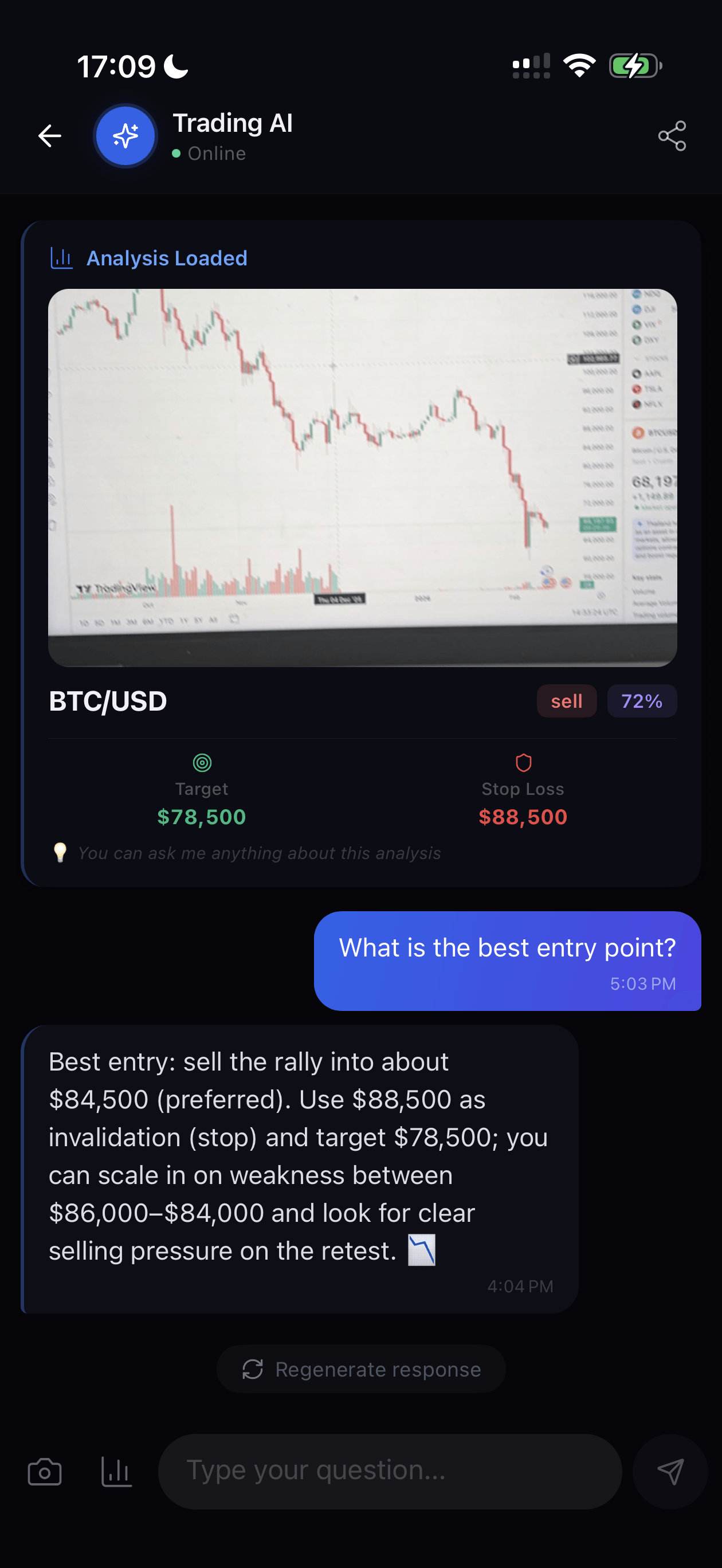 Trading AI - Chat con IA de trading
